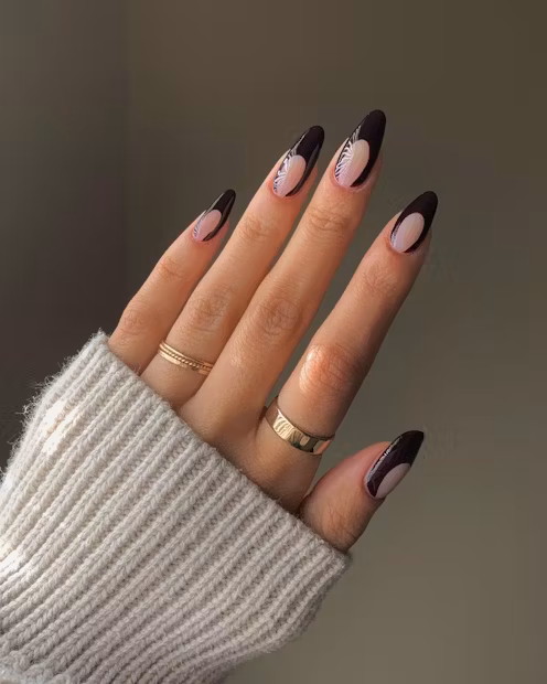 21. Black French Manicure with a Twist