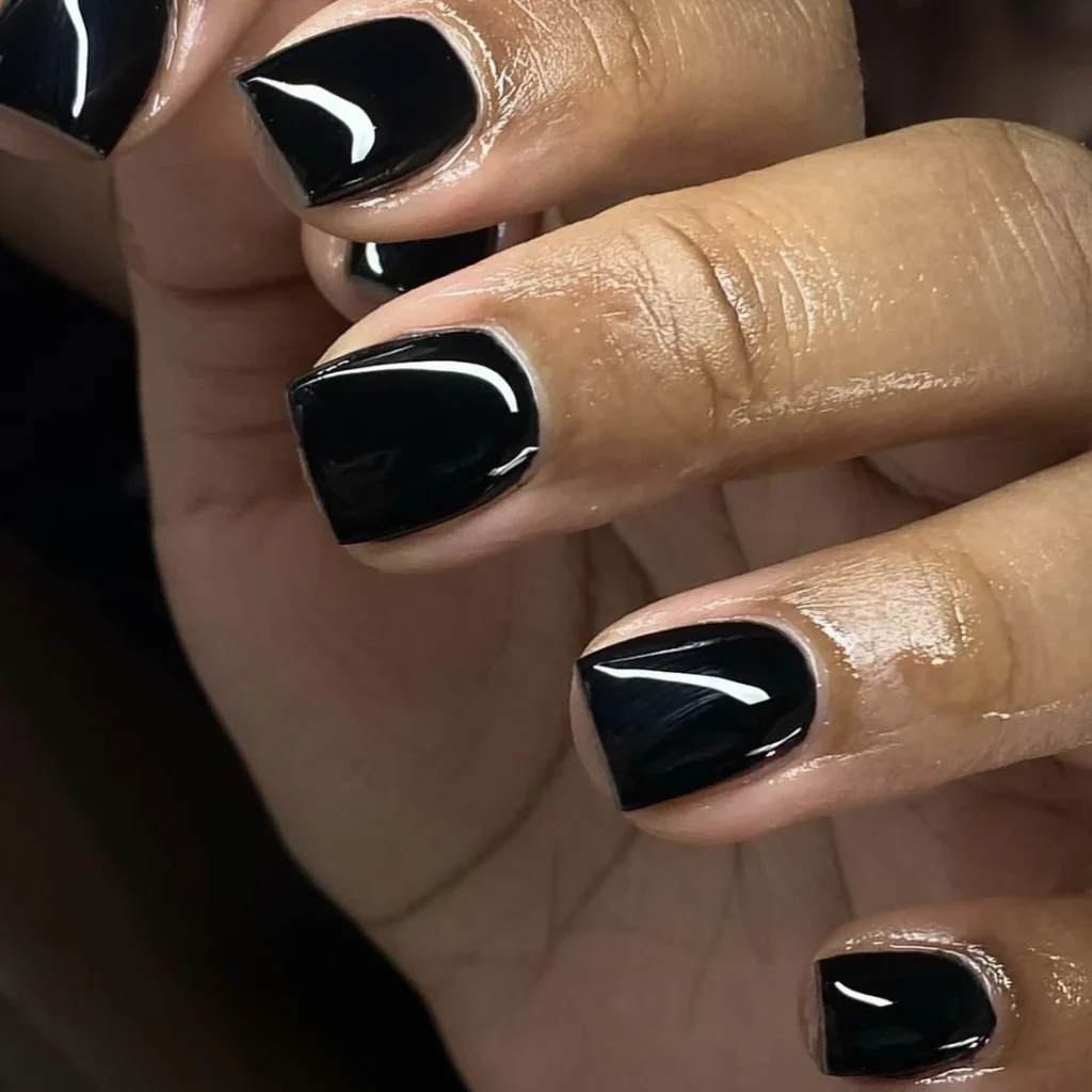 26. Short Square Black Nails