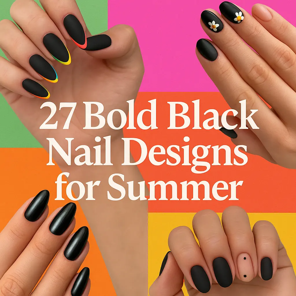 27 bold black nail design for summer
